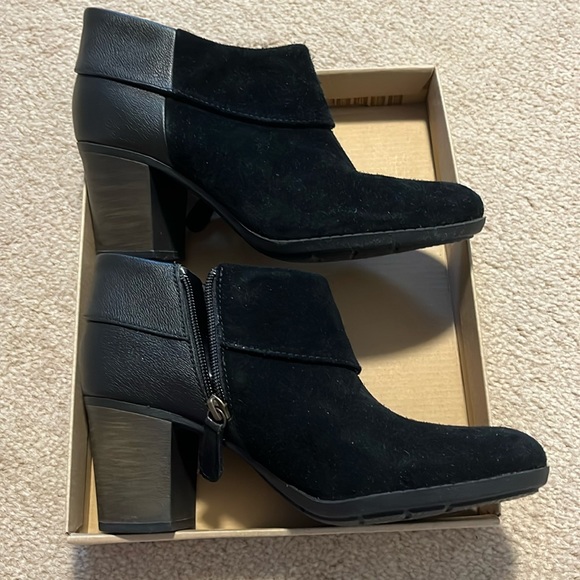 Clarks Black Suede & Leather Ankle Booties - Picture 2 of 7